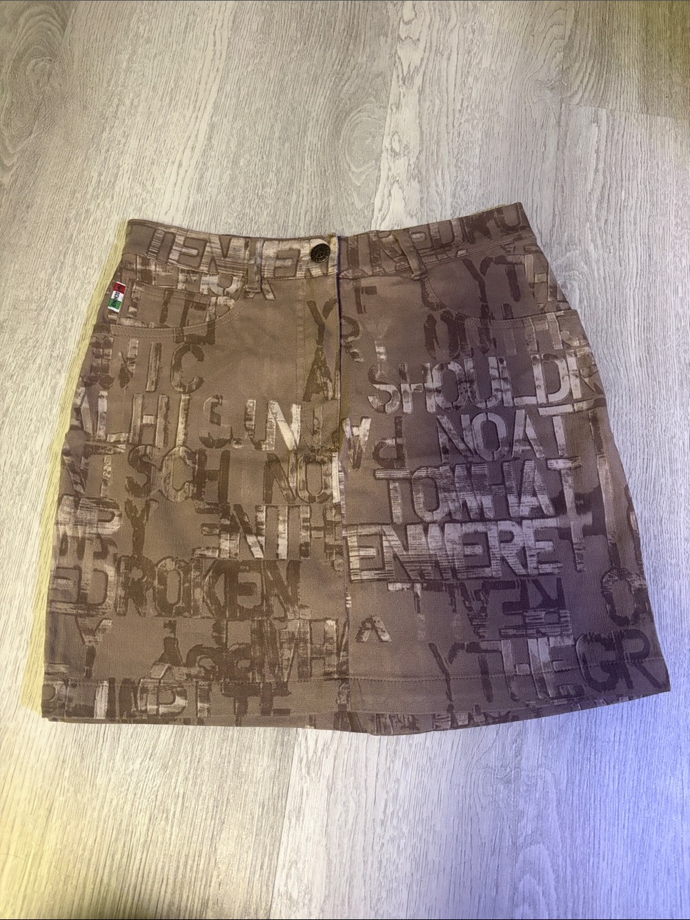 Moschino Brown Graphic Lettering Mini Skirt